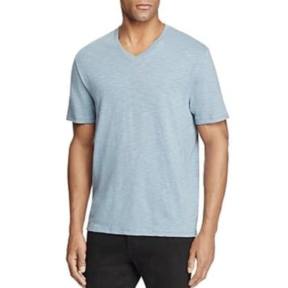 Vince Men’s Cotton V-Neck Tee Slub Jersey Tee Small Short Sleeve Green Blue - Picture 1 of 7